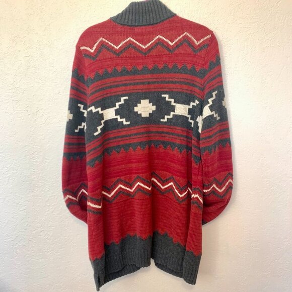 CHAPS DENIM Mens ski sweater Red SZ LG - Pockets Zip-up - cotton blend - Picture 2 of 3